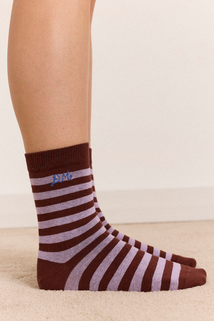 2 Pack Sock - Mix Choc Stripe