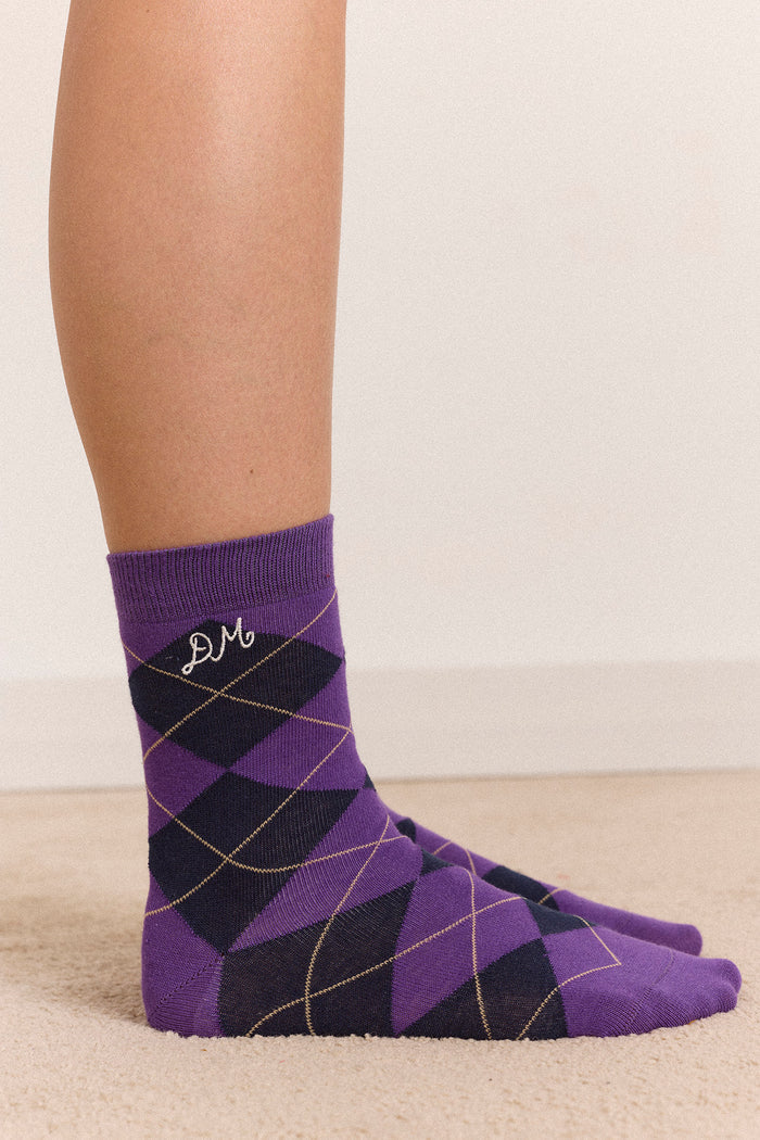 2 Pack Sock - Olive & Purple Argyle