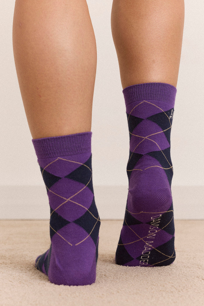 2 Pack Sock - Olive & Purple Argyle