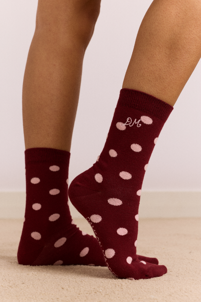 2 Pack Socks - Pink & Burg Spot