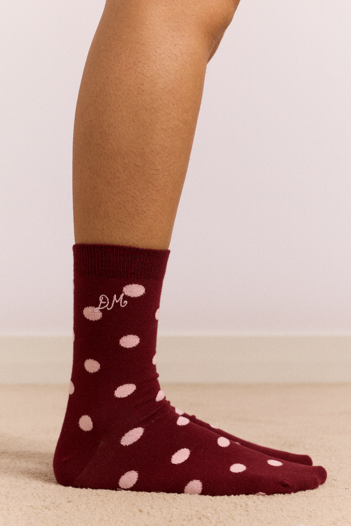 2 Pack Socks - Pink & Burg Spot
