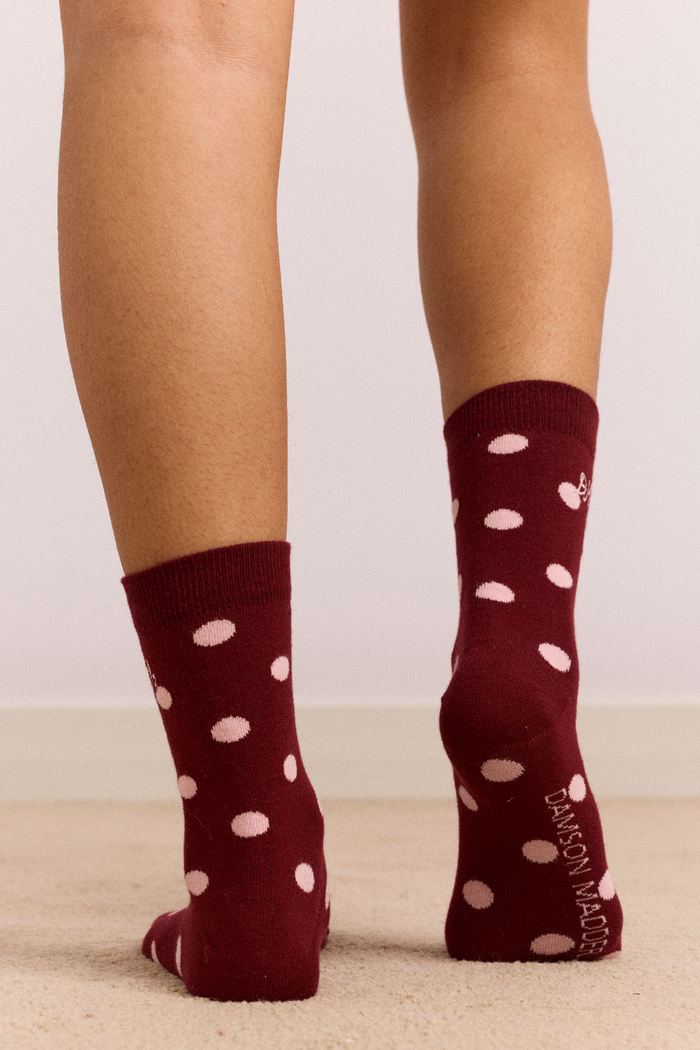 2 Pack Socks - Pink & Burg Spot