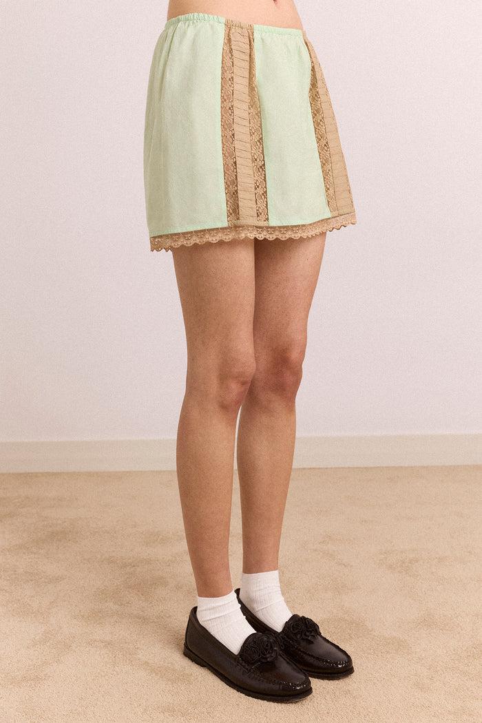 Addie Lace Mini Skirt - Mint