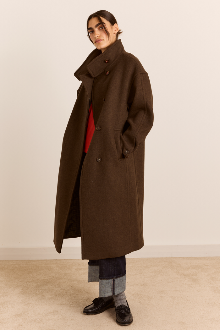 Agnes Wool Blend Coat- Chocolate