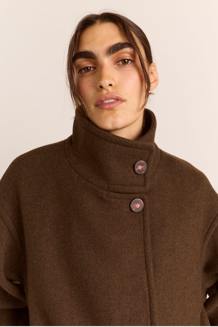 Agnes Wool Blend Coat- Chocolate