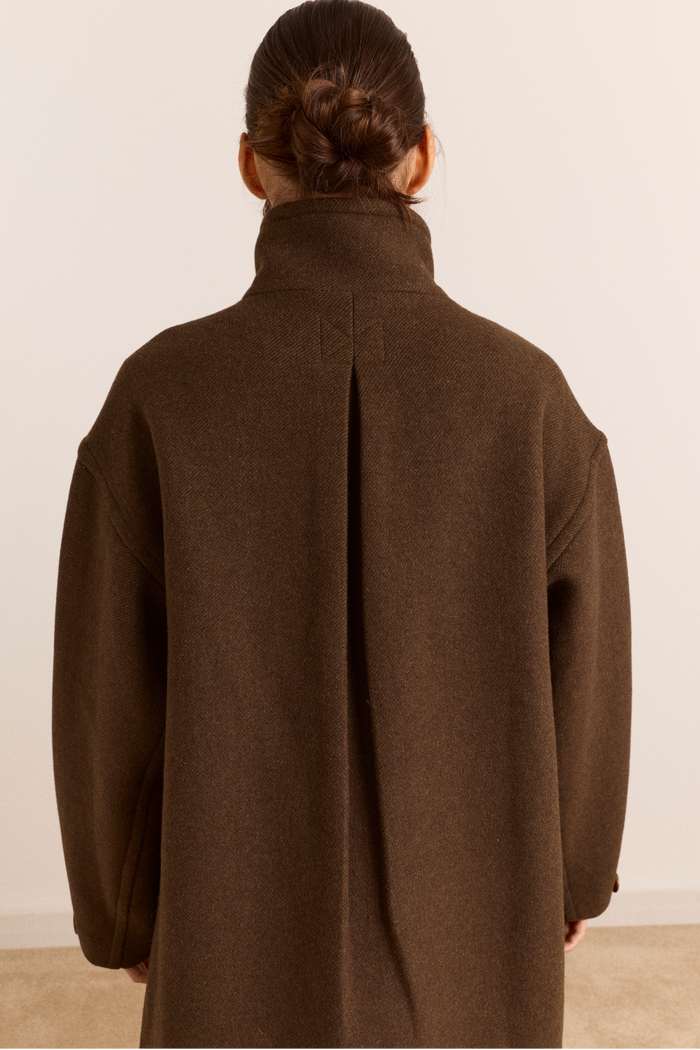 Agnes Wool Blend Coat- Chocolate