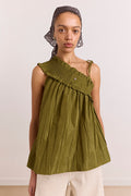 Alma Cami - Olive Taffeta