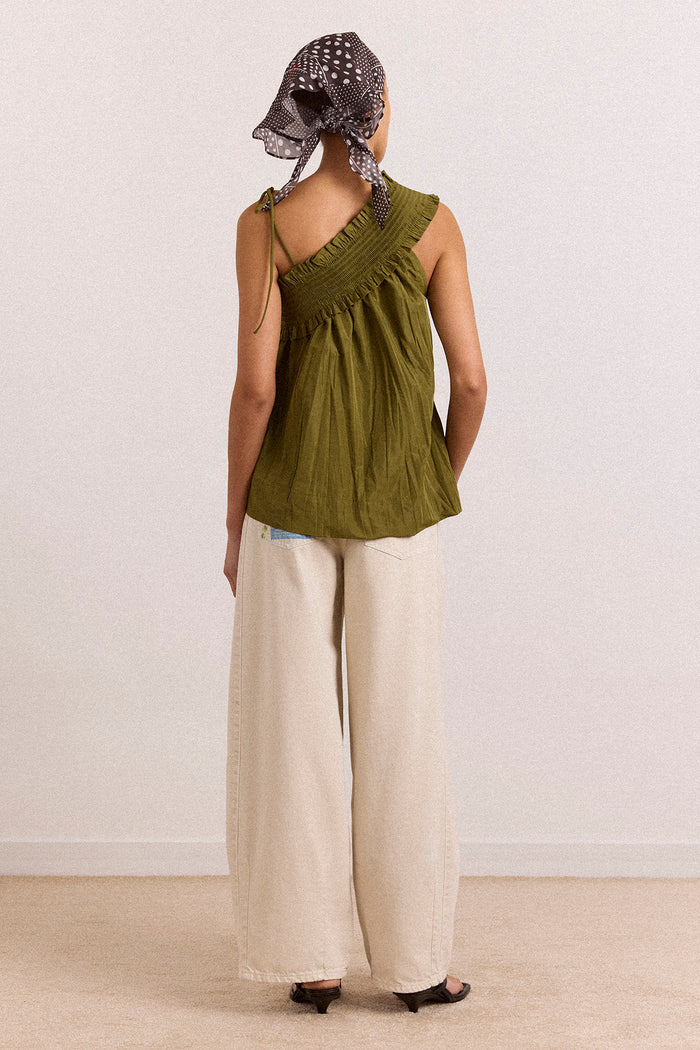 Alma Cami - Olive Taffeta