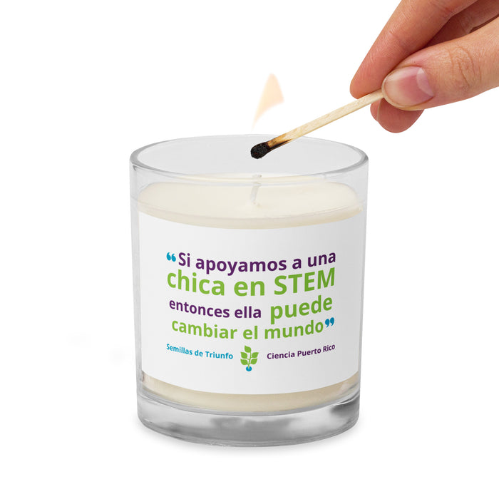 "Apoya una chica" Glass jar soy wax candle
