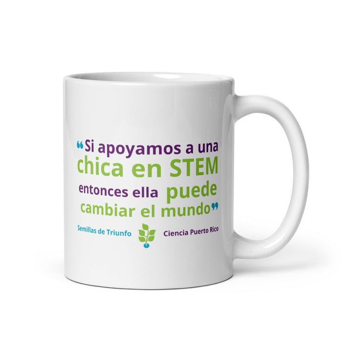 "Apoya una chica" White glossy mug