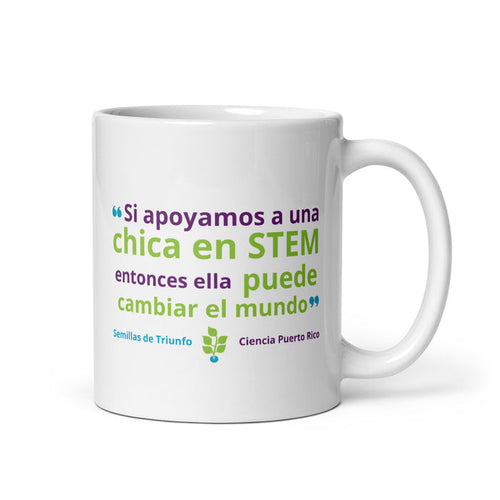 "Apoya una chica" White glossy mug