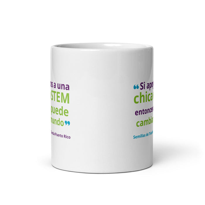 "Apoya una chica" White glossy mug