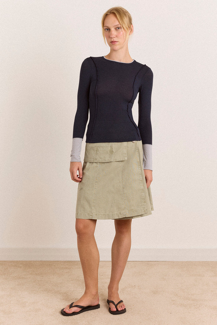 Arabella Skirt With Removable Belt- Sage Grey