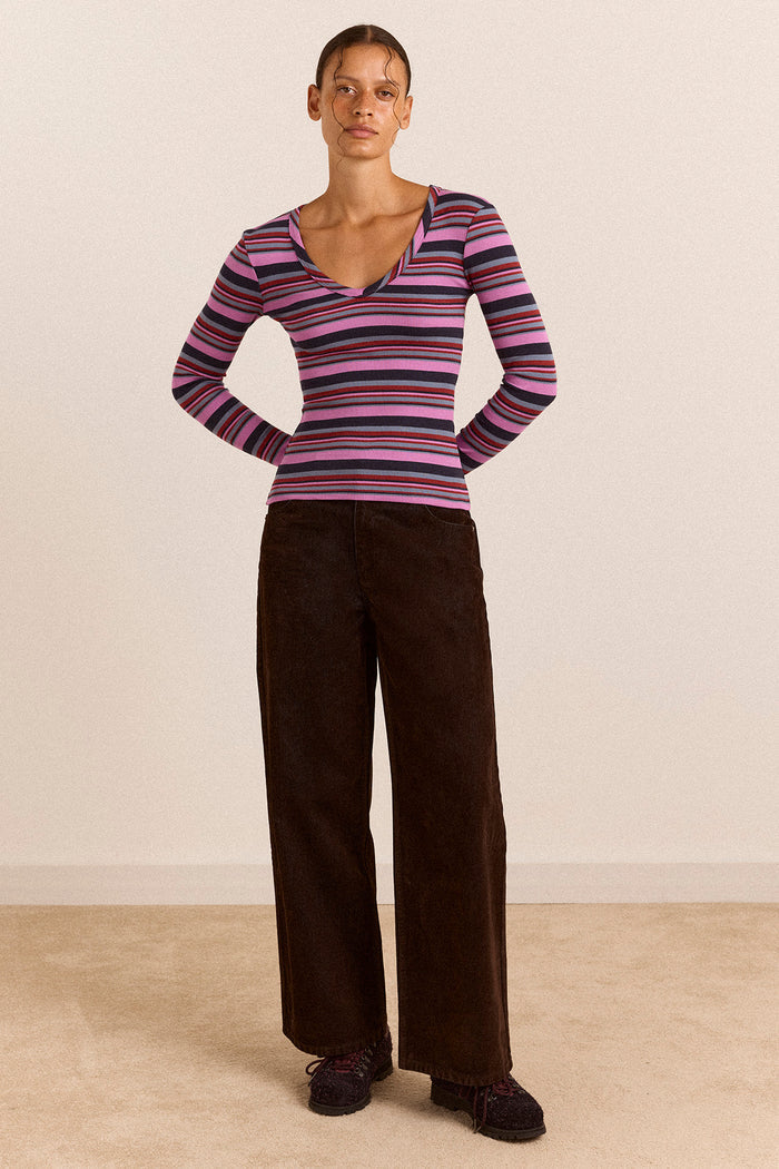 Arlea Long Sleeve Tee - Purple Stripe