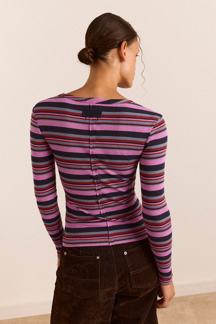 Arlea Long Sleeve Tee - Purple Stripe