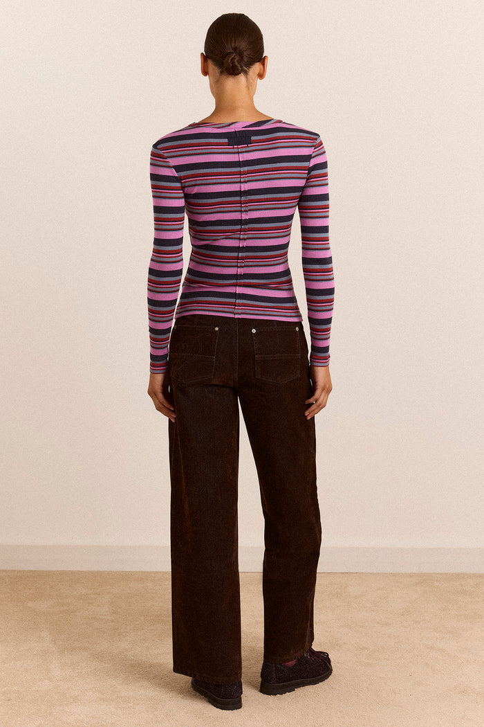 Arlea Long Sleeve Tee - Purple Stripe