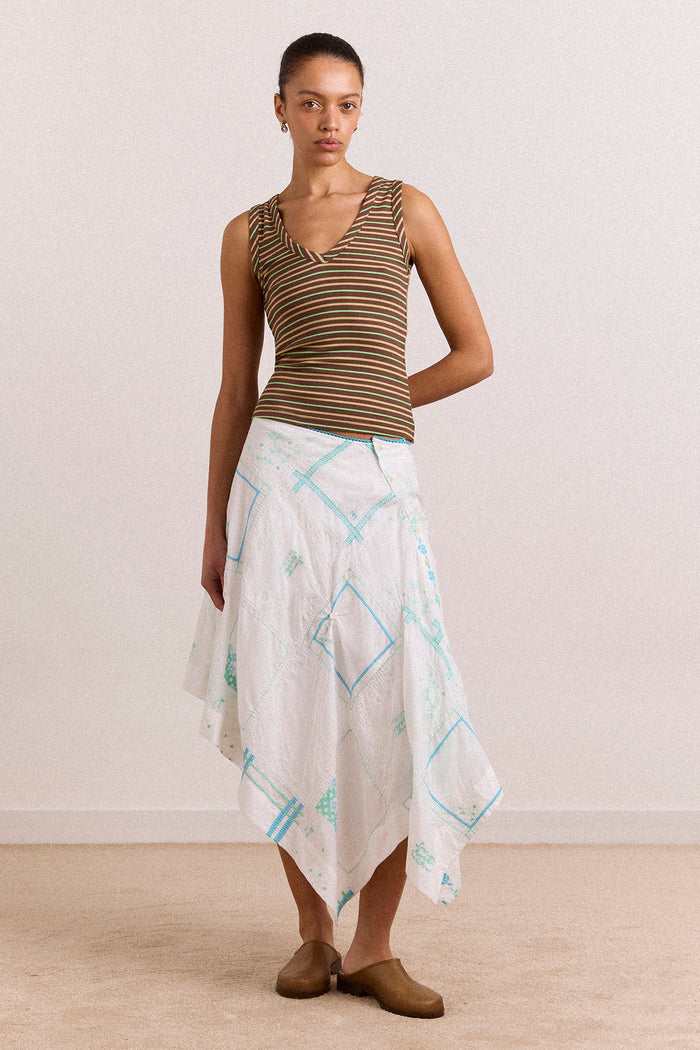 Arlea V-Neck Tank - Brown Stripe
