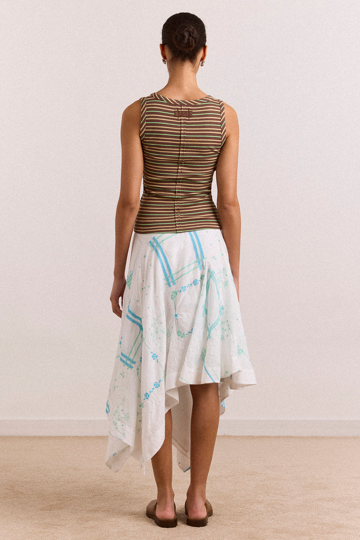 Arlea V-Neck Tank - Brown Stripe