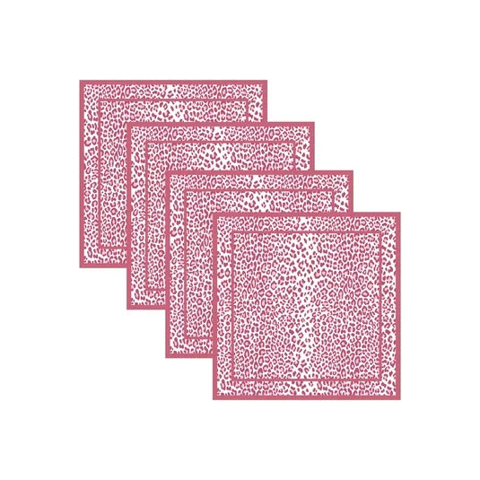 Beatriz Ball Leopard Napkins 20 x 20 Set of 4 | Pink and White