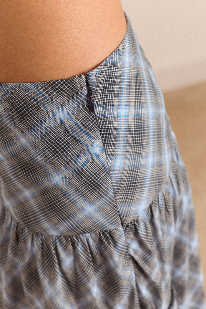 Berta Midi Skirt- Blue Pepper Check