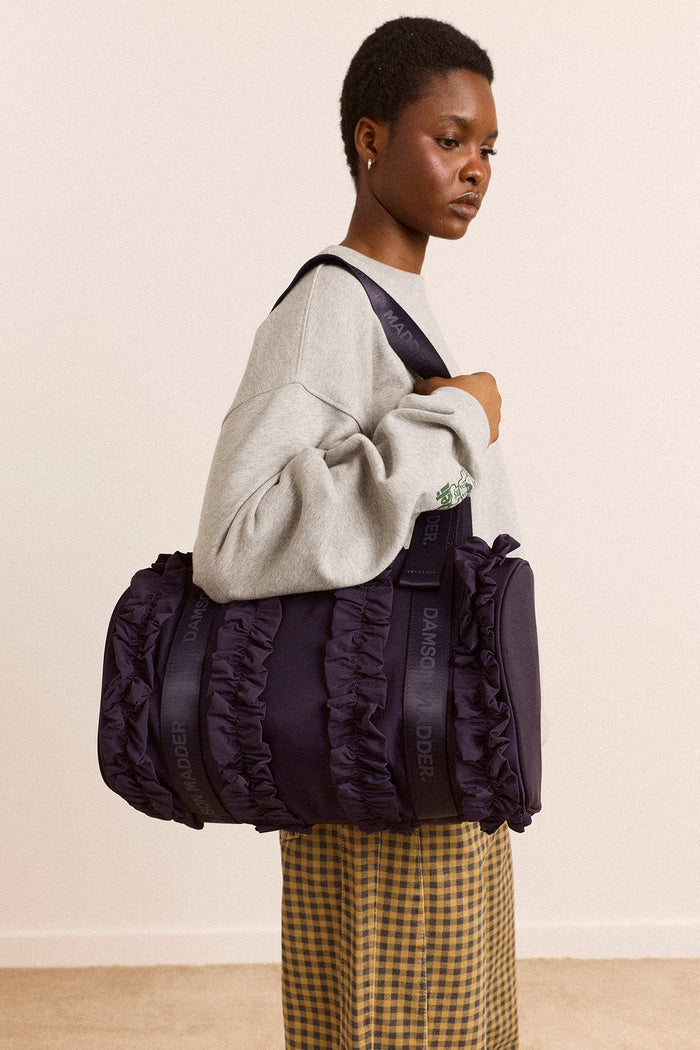 Brooke Frill Barrel Bag In Navy