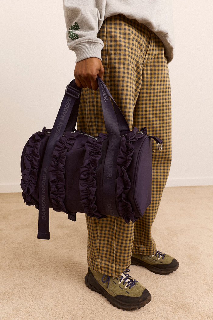 Brooke Frill Barrel Bag In Navy