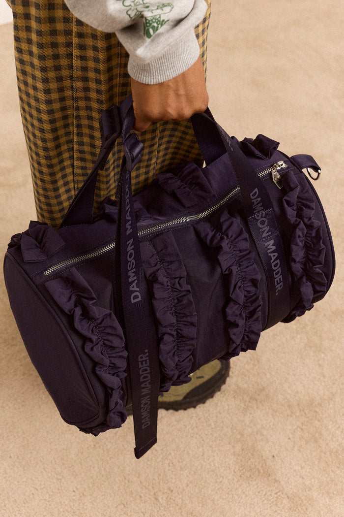 Brooke Frill Barrel Bag In Navy