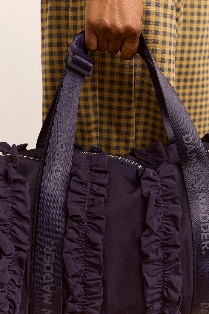 Brooke Frill Barrel Bag In Navy
