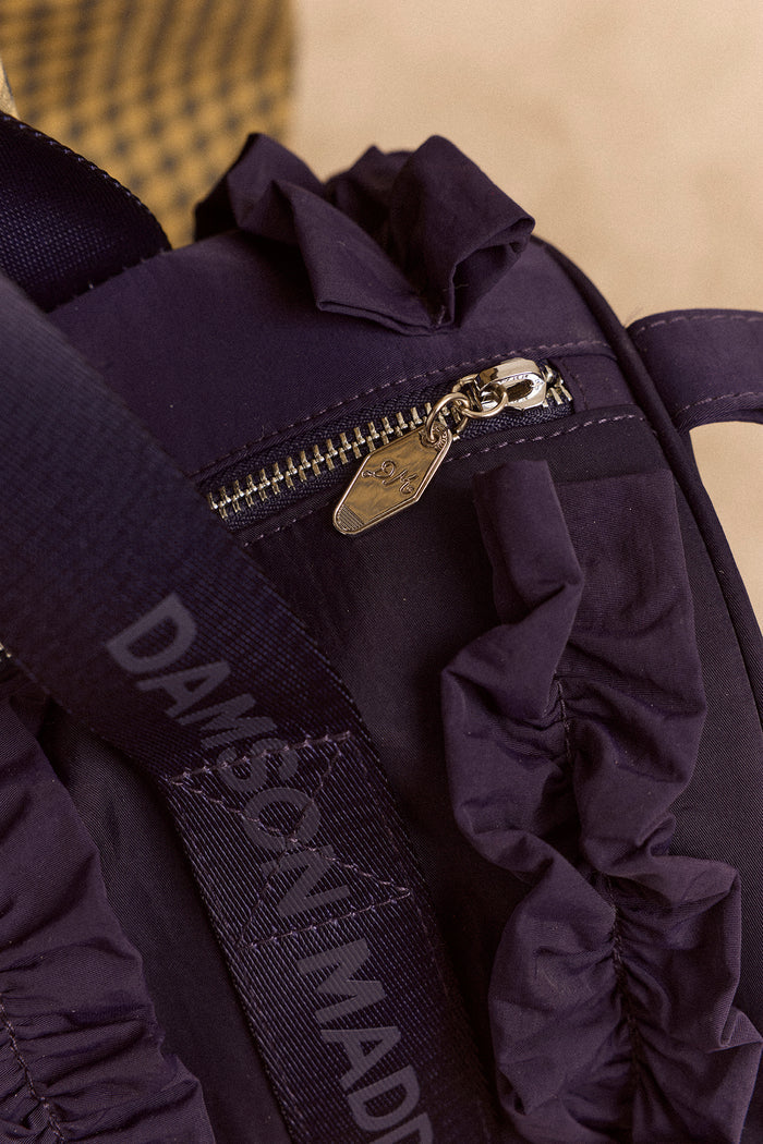 Brooke Frill Barrel Bag In Navy