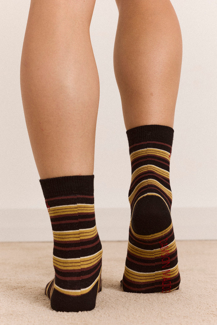 Calf Length Sock - Chestnut Stripe