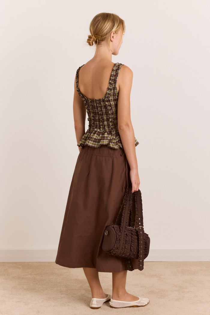 Caspia Midi Skirt - Choc