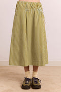 Caspia Midi Skirt - Green Stripe
