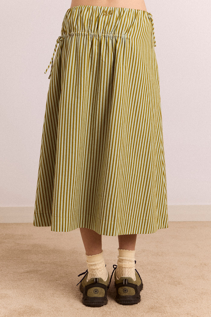 Caspia Midi Skirt - Green Stripe