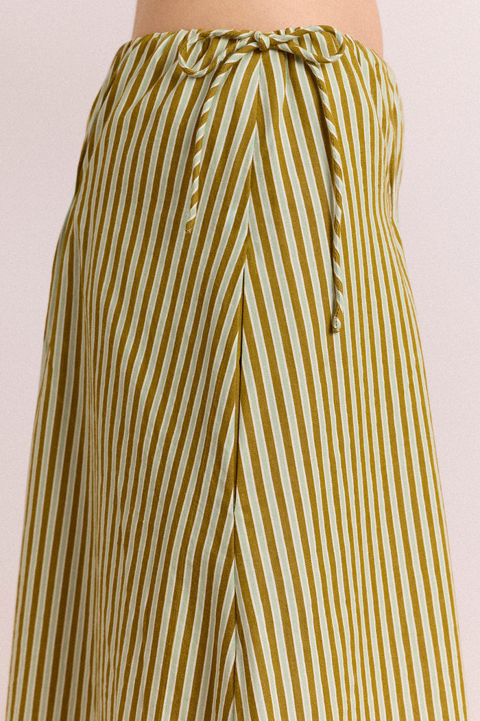 Caspia Midi Skirt - Green Stripe