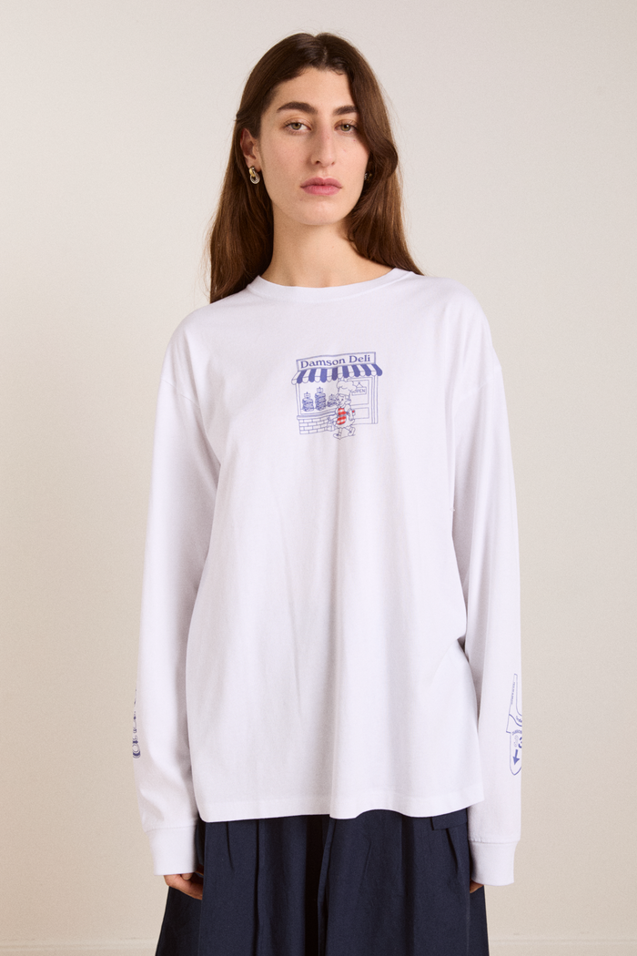 Damson Deli Ls Tee - White