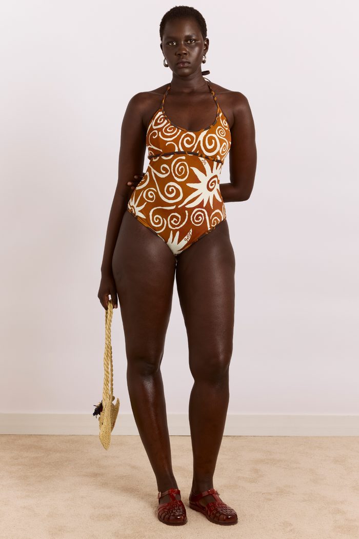 Della Reversible Swimsuit - Swirl Print