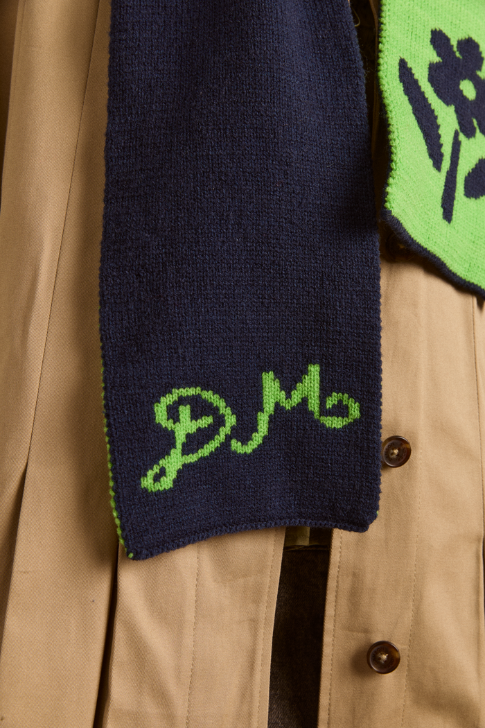 Dm Reversible Jacquard Scarf - Lime & Blue