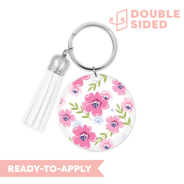 [ Double Sided ] Circle UV DTF Decal | Blush Wildflower
