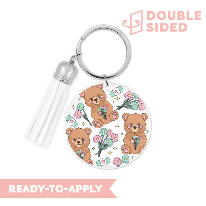 [ Double Sided ] Circle UV DTF Decal | Care Bear