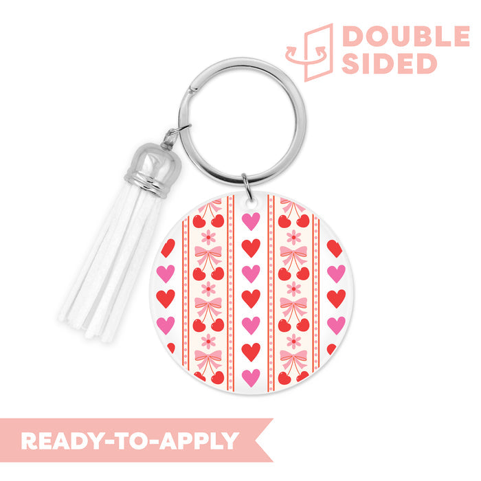 [ Double Sided ] Circle UV DTF Decal | Cherry Washi Tape