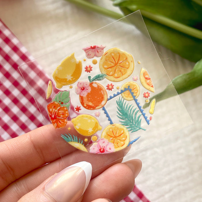 [ Double Sided ] Circle UV DTF Decal | Citrus Paradise