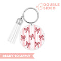 [ Double Sided ] Circle UV DTF Decal | Coquette Stripe Bow