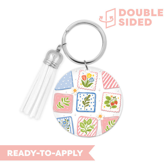 [ Double Sided ] Circle UV DTF Decal | Cozy Patchwork
