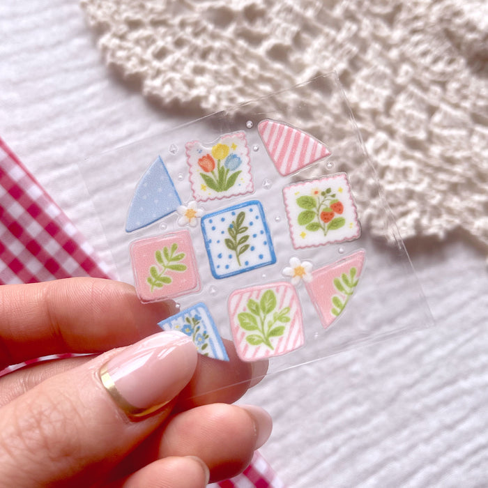 [ Double Sided ] Circle UV DTF Decal | Cozy Patchwork