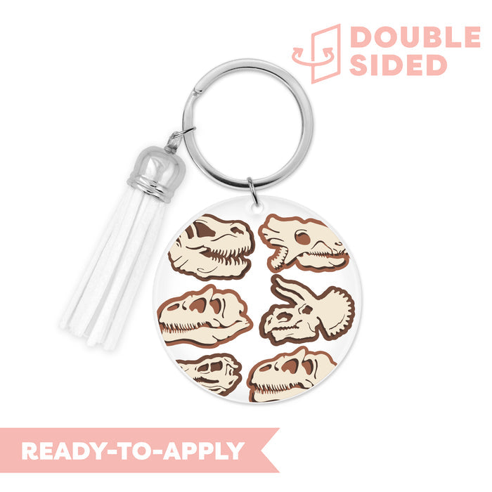 [ Double Sided ] Circle UV DTF Decal | Dinosaur Fossil