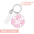 [ Double Sided ] Circle UV DTF Decal | Floral Book Pink