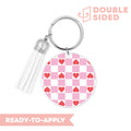 [ Double Sided ] Circle UV DTF Decal | Heart Checkered