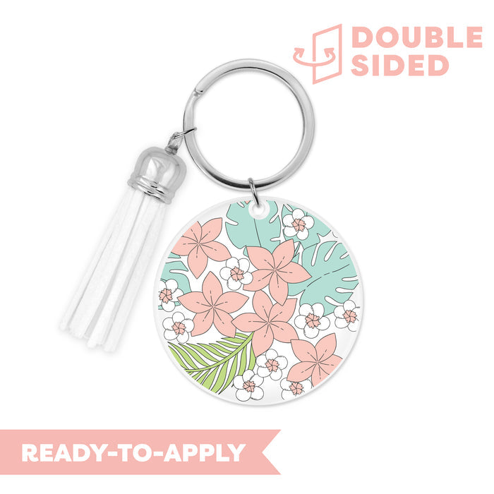[ Double Sided ] Circle UV DTF Decal | Pink Plumeria