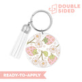 [ Double Sided ] Circle UV DTF Decal | Retro Floral Strawberry