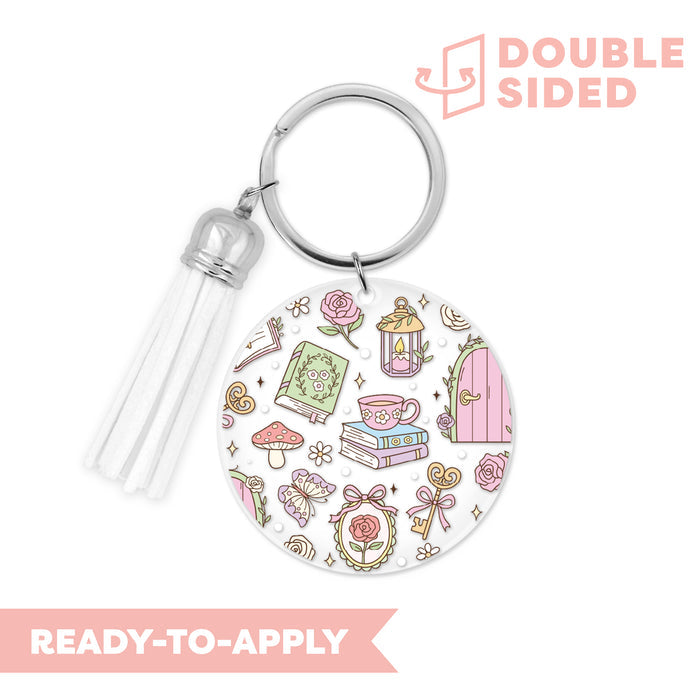 [ Double Sided ] Circle UV DTF Decal | Secret Bookish Garden 📚